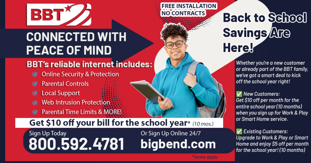 Facebook BBT Back to School Promo Post Young man going to school with red background and bright blue shirt smiling.